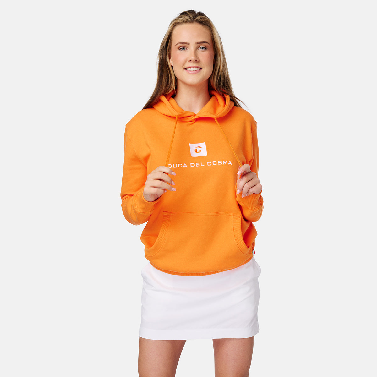 Golf Hoodie, Orangener Golf Hoodie, Damen Golf Hoodie, Herren Golf Hoodie, Damen Golf Pullover, Herren Golf Pullover, Duca del Cosma